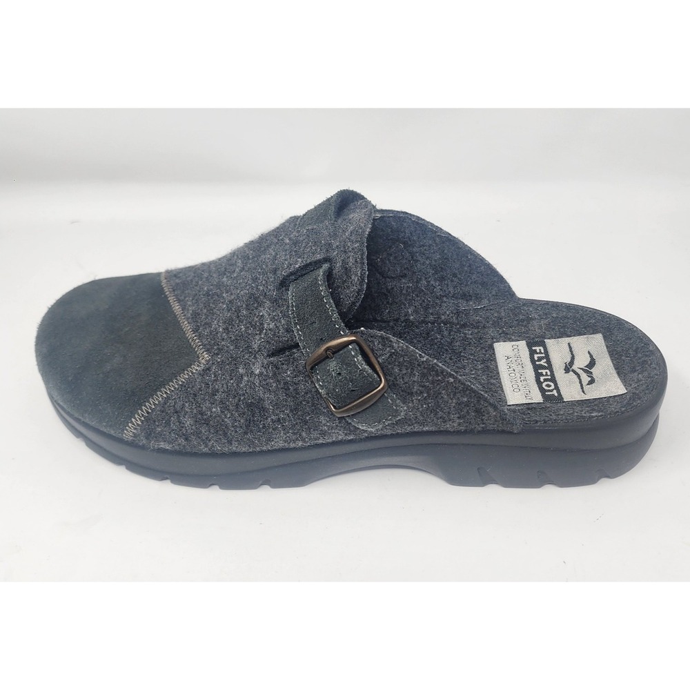 Fly Flot Clog Slip On Shoes Men's47/ 12-12.5 Black Buckle Italy